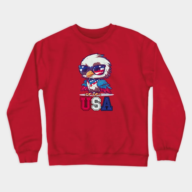 Cute Patriotic Eagle Embodying American USA Pride Crewneck Sweatshirt by Contentarama